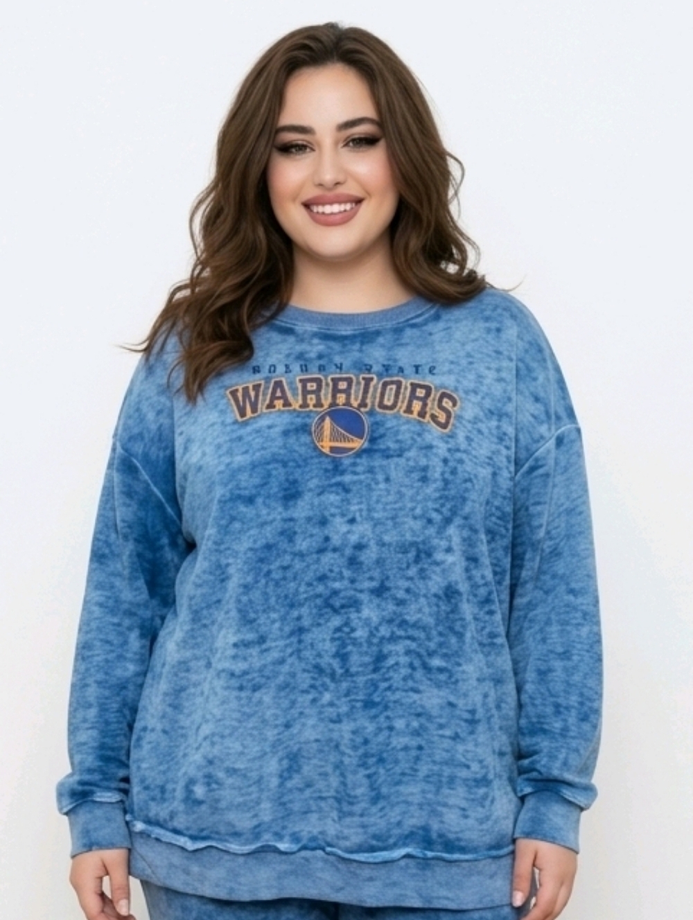 NBA Golden State Warriors Women's Burnout Crew Neck Fleece Sweatshirt